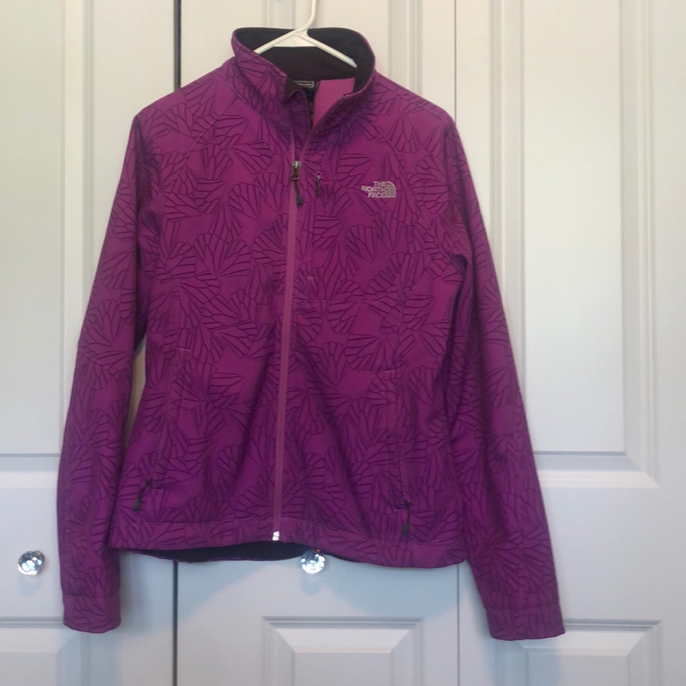 The north face women’s purple, soft shell waterproof jacket
